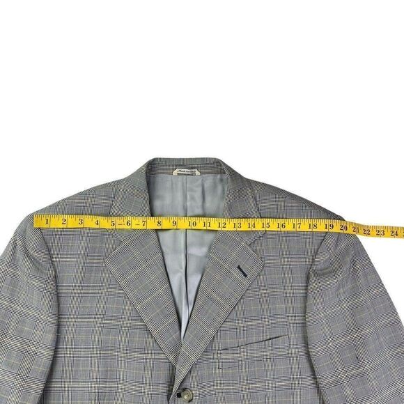 Lardini Men's Wool Gray Plaid Blazer Super 120's Sport Coat US 46L Italy - Picture 2 of 16